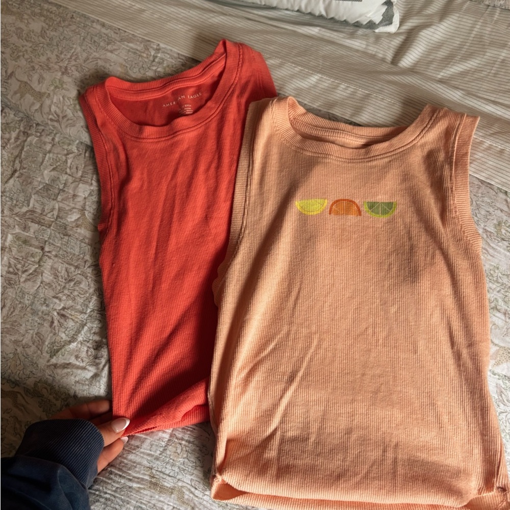 American Eagle Outfitters Orange and Peach Tank Tops